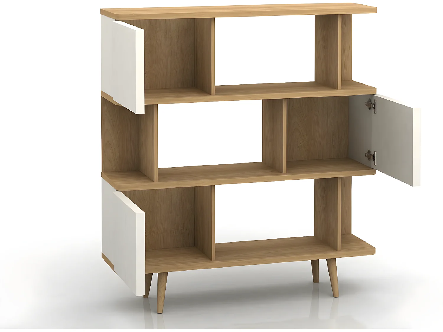 Alandra|Etagère à livres effet Chêne Blanc Crème