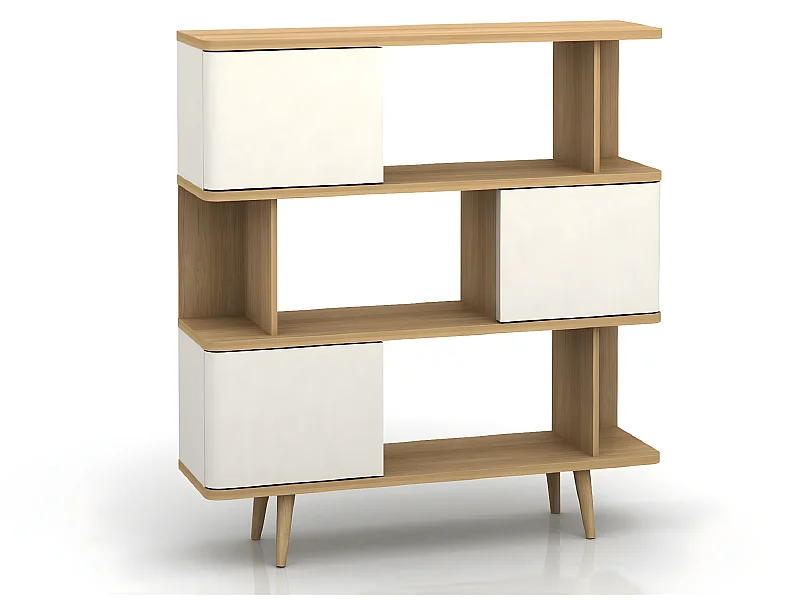 Alandra|Etagère à livres effet Chêne Blanc Crème