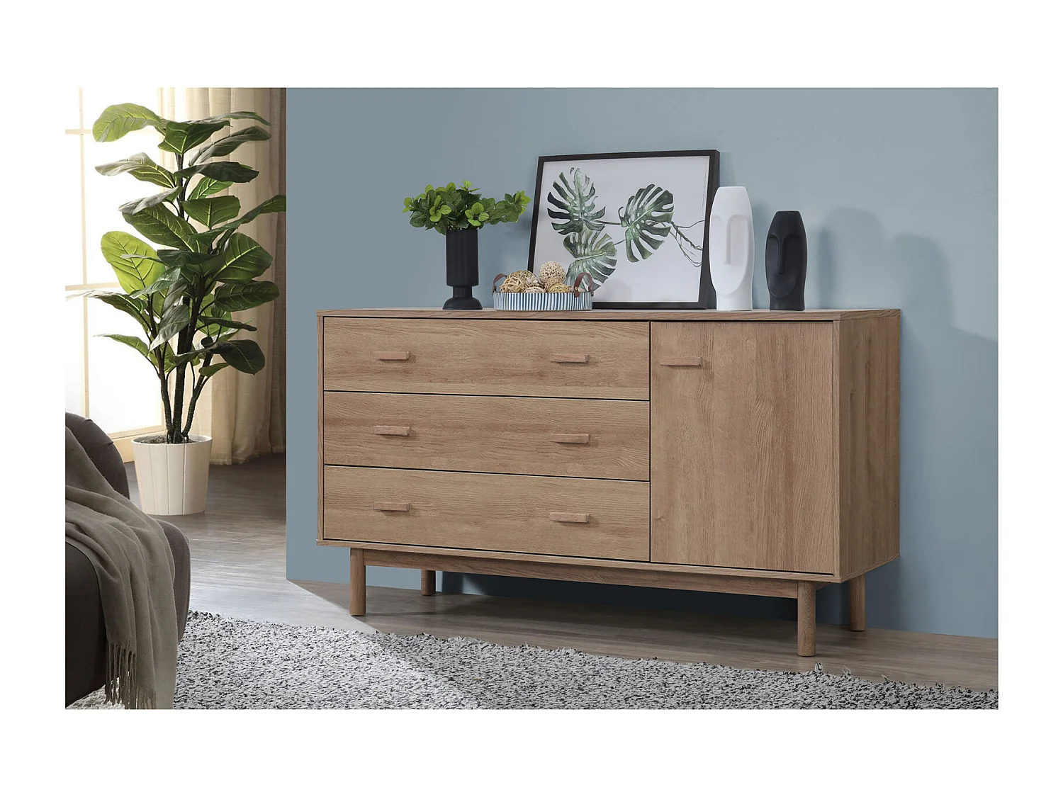 Melanie Dressoir 1 Deur 3 Laden Eiken Eiken