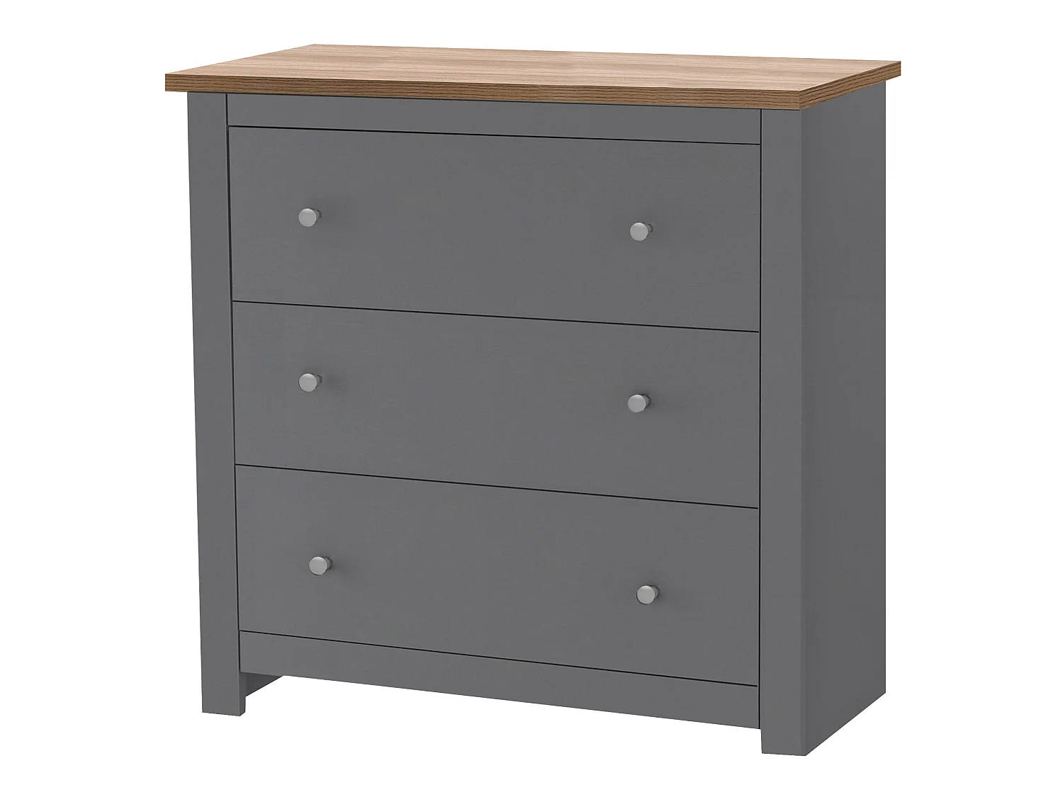 Commode 3 Laden Eiken Grijs