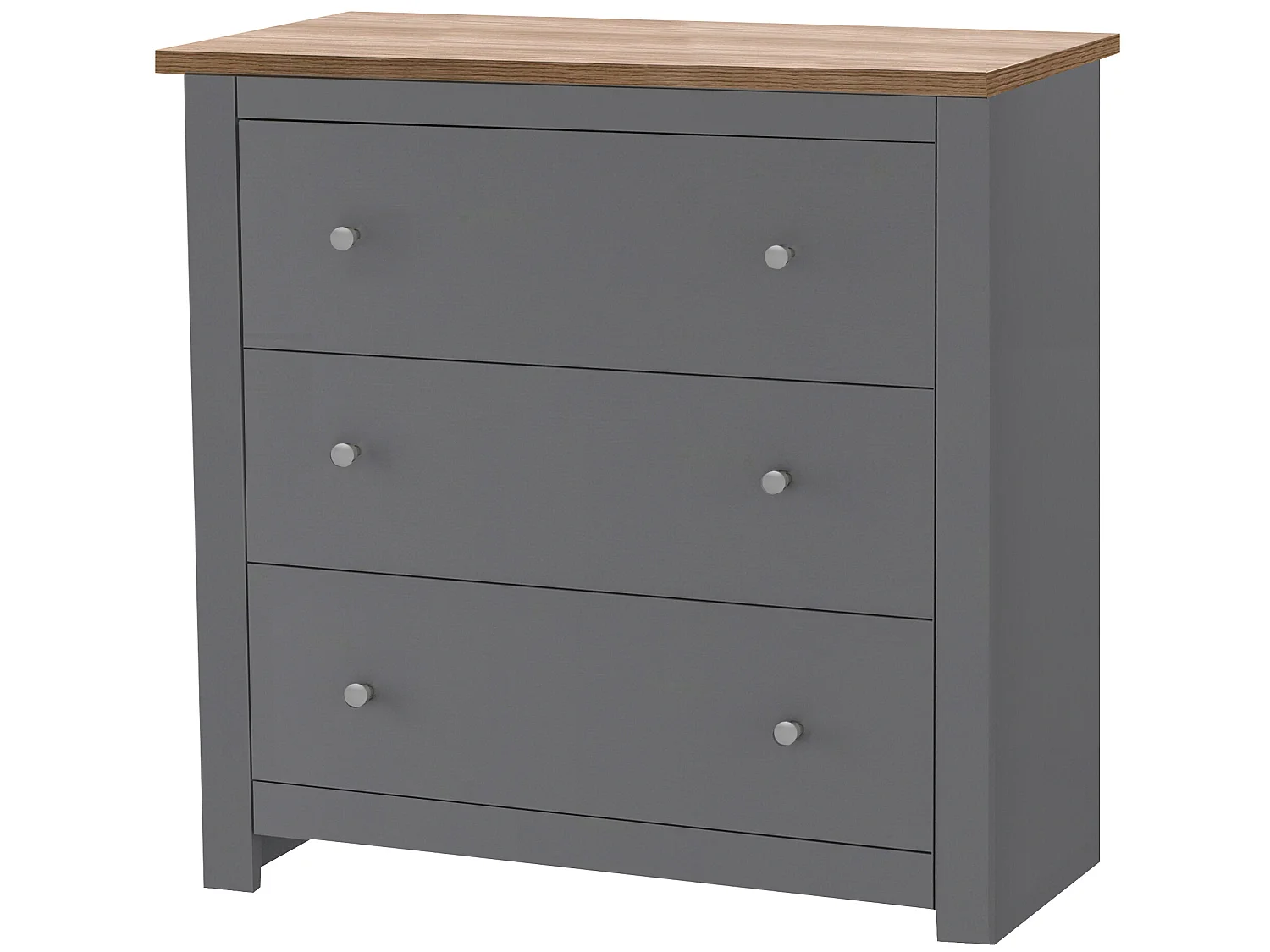 Commode 3 Laden Eiken Grijs