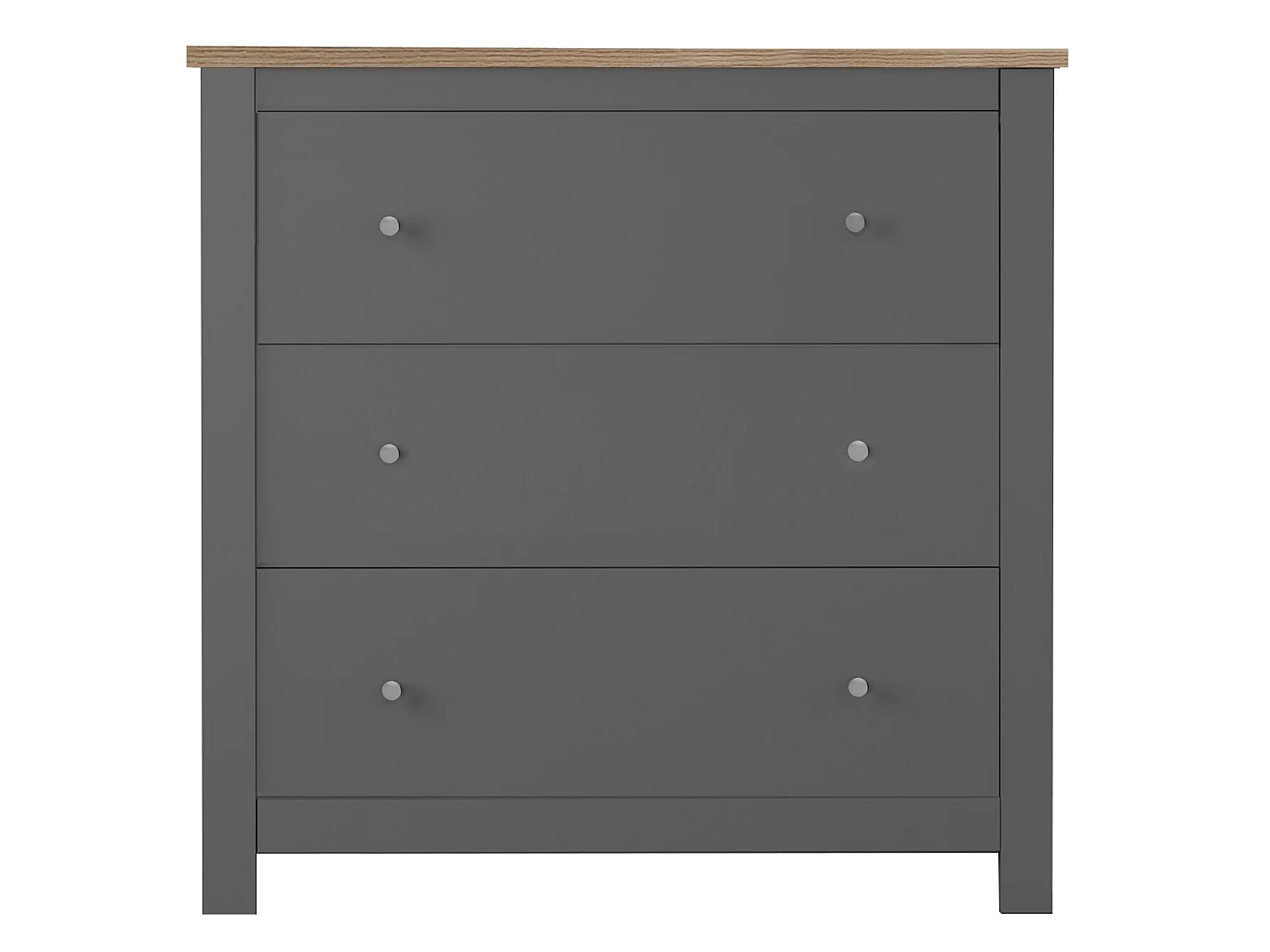 Commode 3 Laden Eiken Grijs