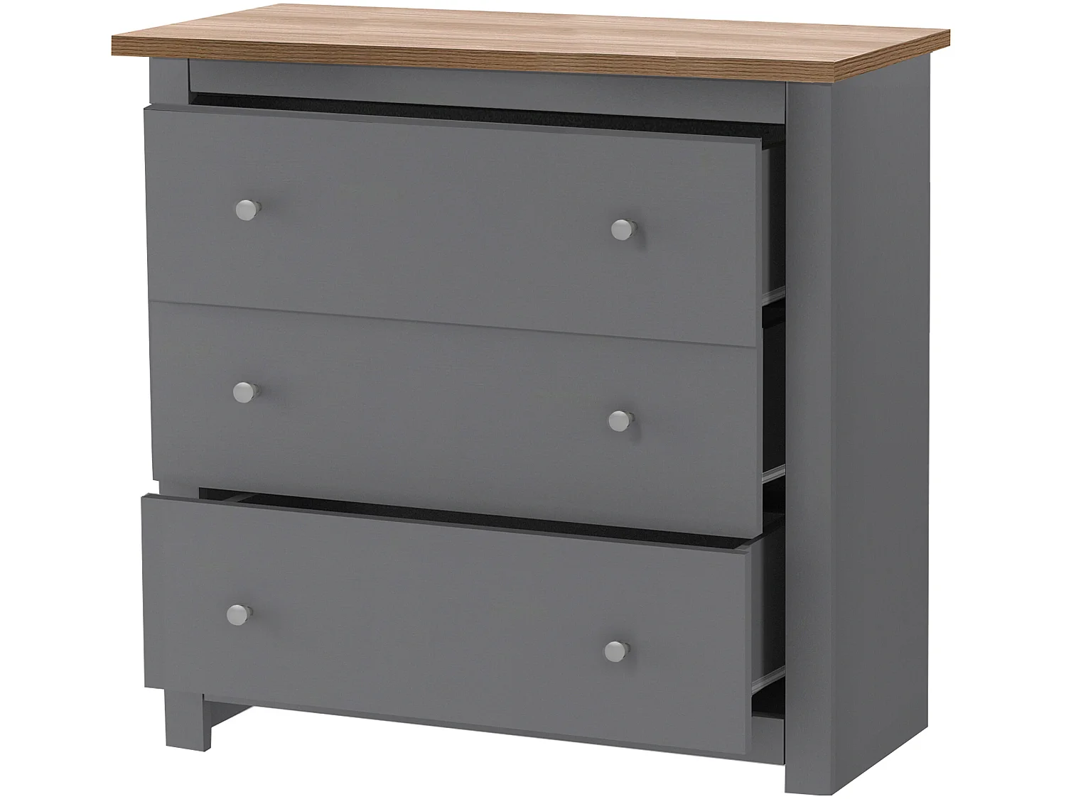 Commode 3 Laden Eiken Grijs