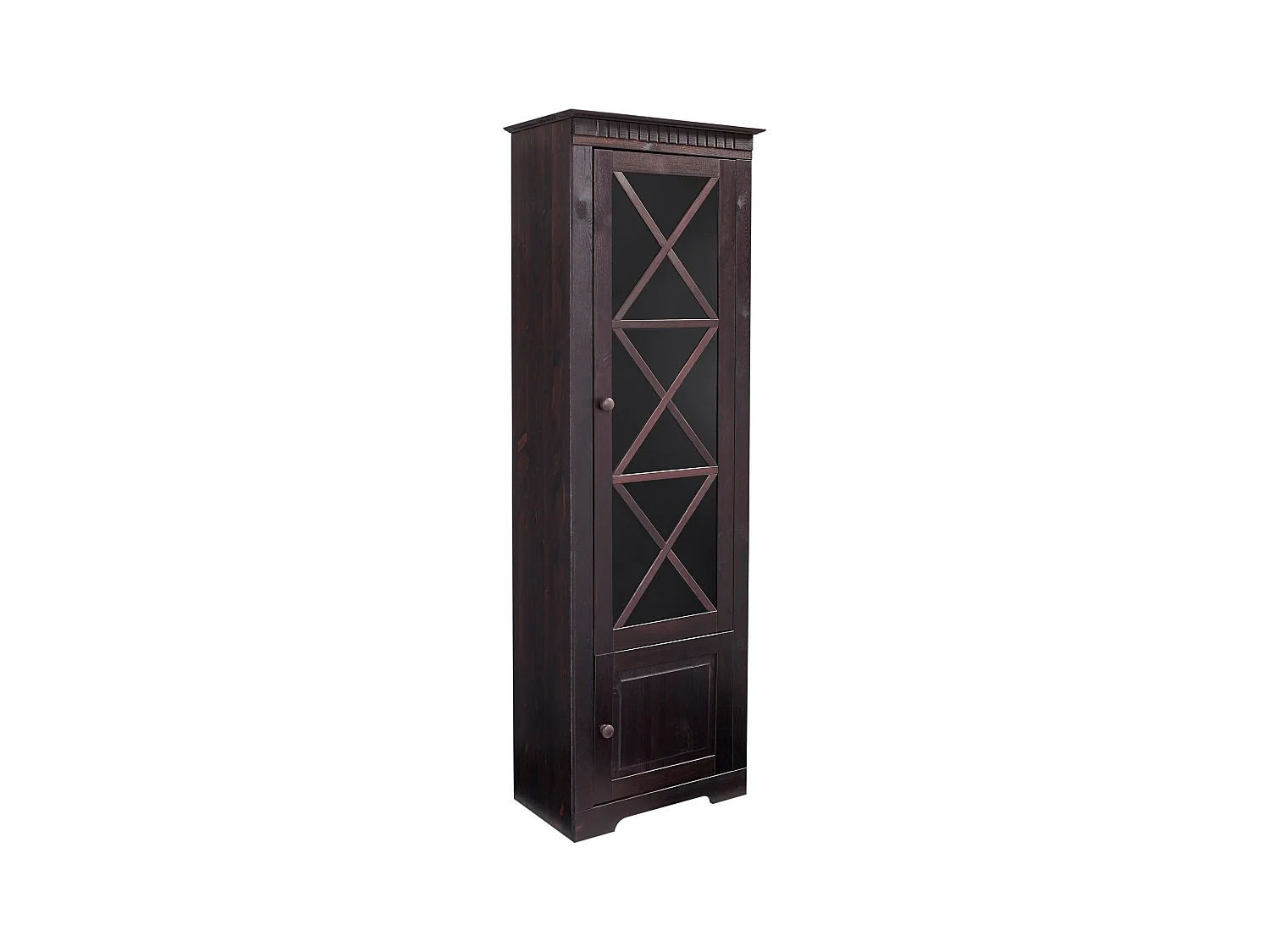 Lisa|Vitrine avec 1 porte + 1 porte en pin marron