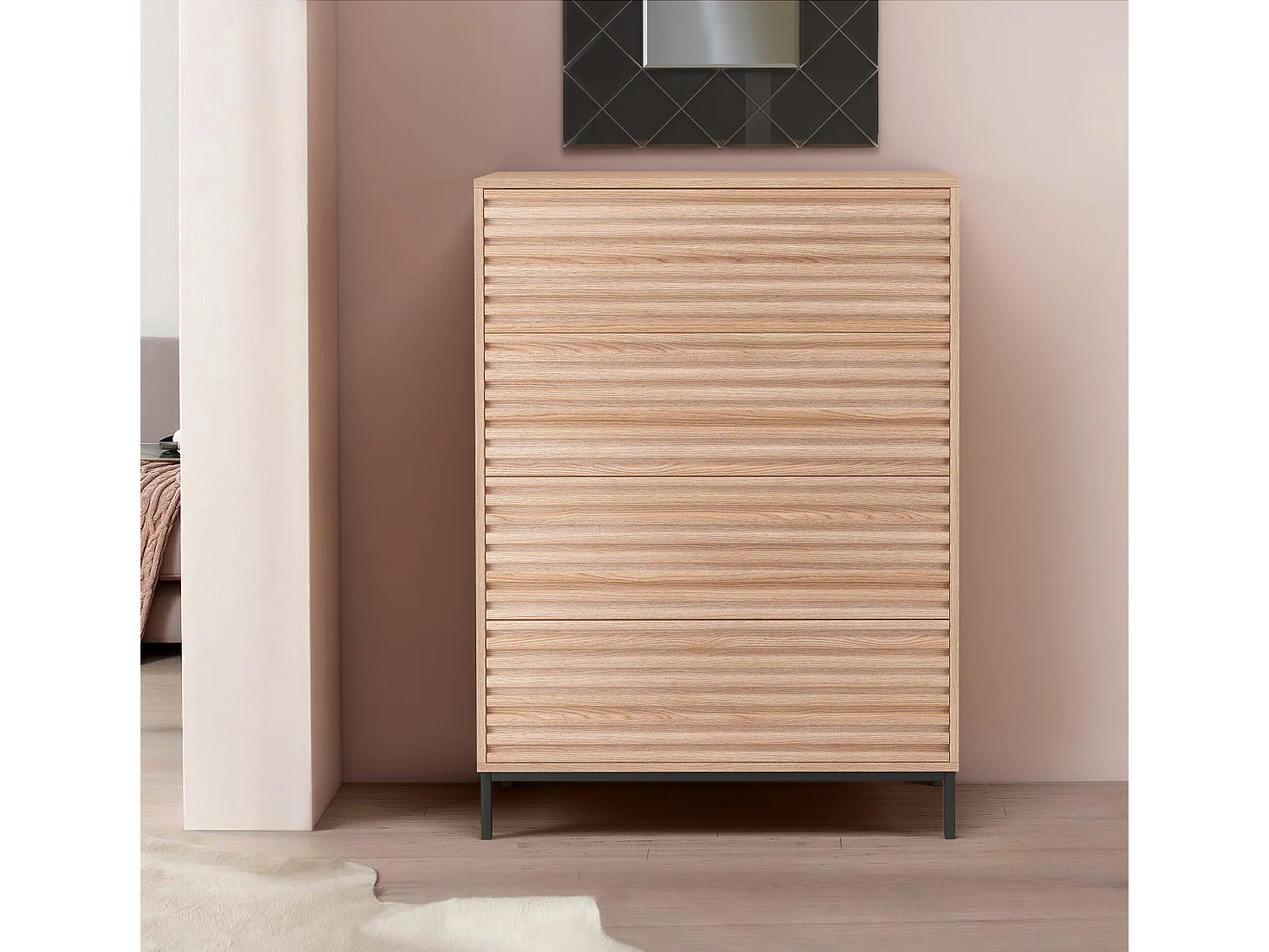 Kommode mit 4 Schubladen Eiche