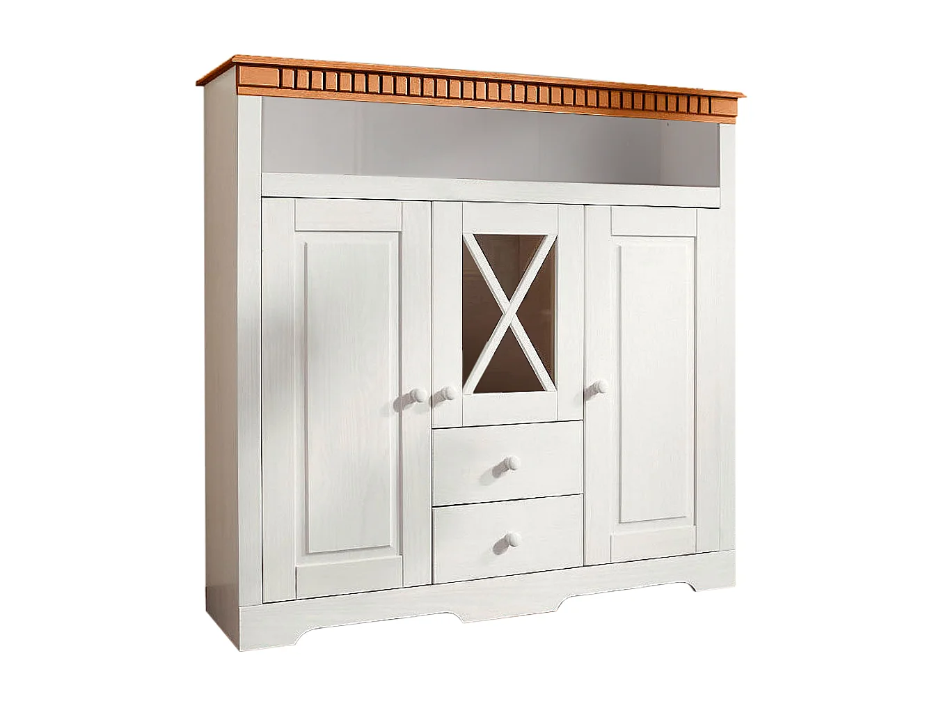 Lisa|Buffet avec 2 portes 3 tiroirs en pin teinté blanc