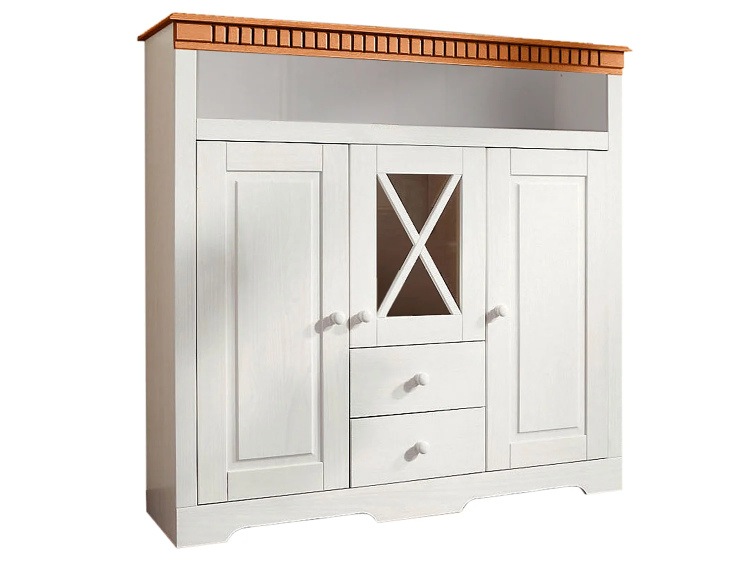 Lisa|Buffet avec 2 portes 3 tiroirs en pin teinté blanc