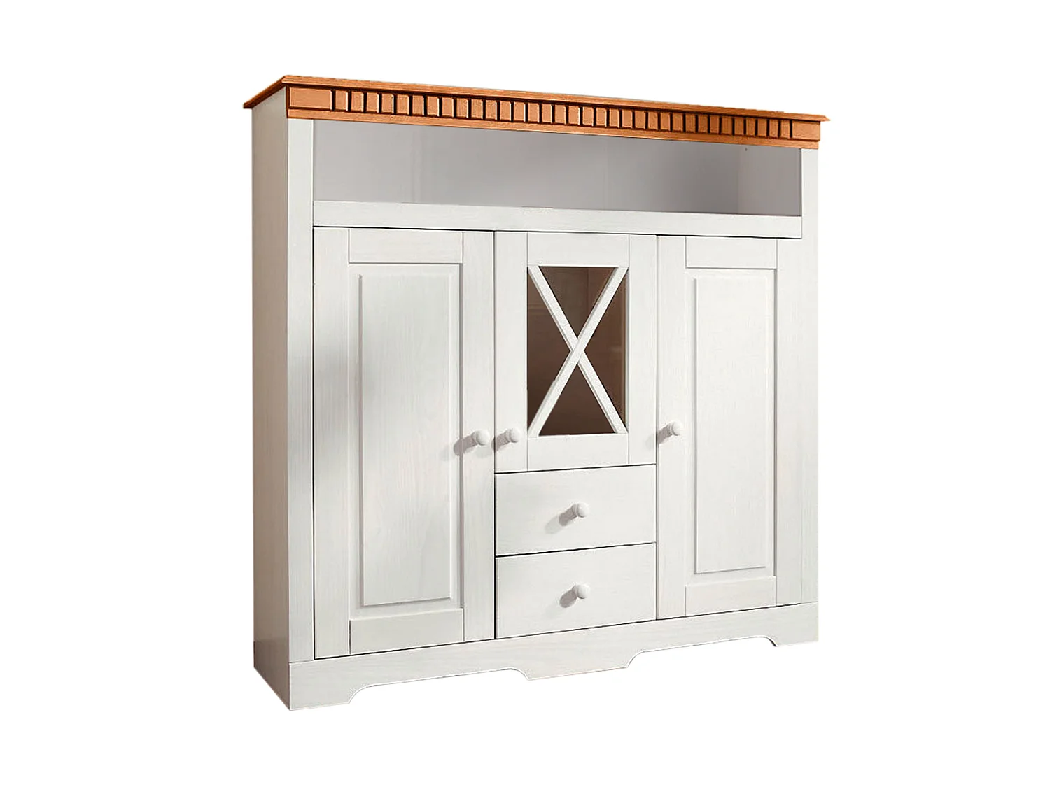 Lisa|Buffet avec 2 portes 3 tiroirs en pin teinté blanc