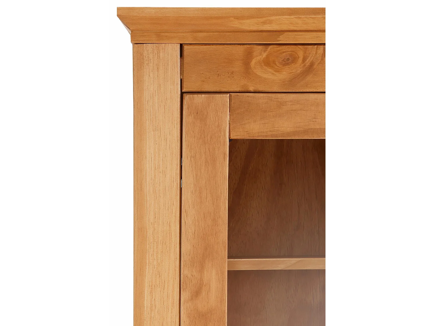 Selma|Vitrine avec 2 portes + 2 portes en pin nature