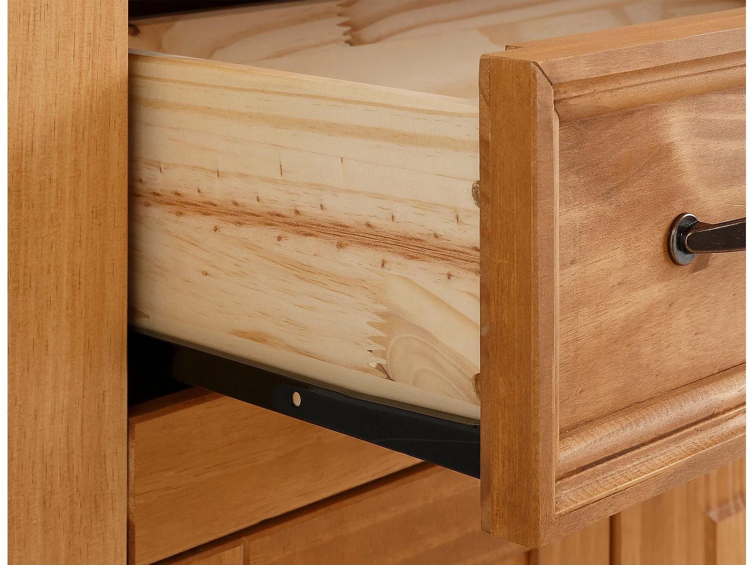 Selma|Vitrine avec 2 portes + 2 portes en pin nature