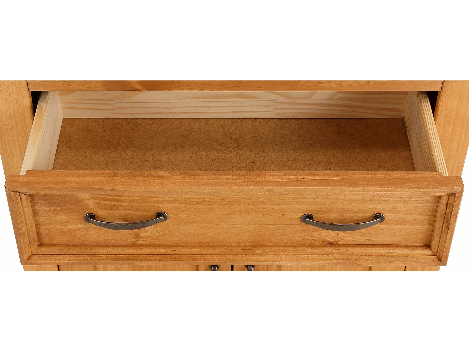 Selma|Vitrine avec 2 portes + 2 portes en pin nature