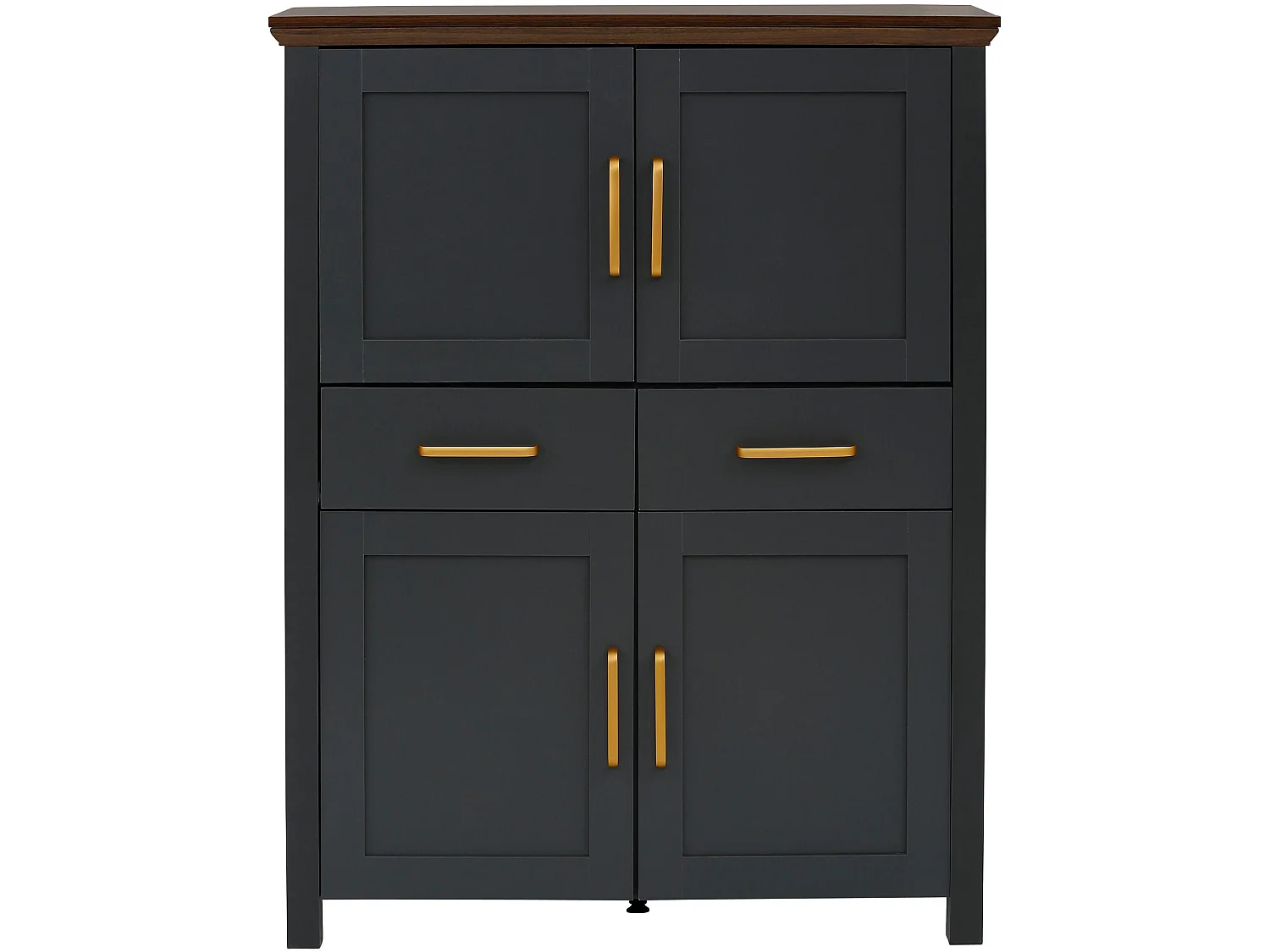 Marion|Buffet haut avec 4 portes et 2 tiroirs en effet bois noir