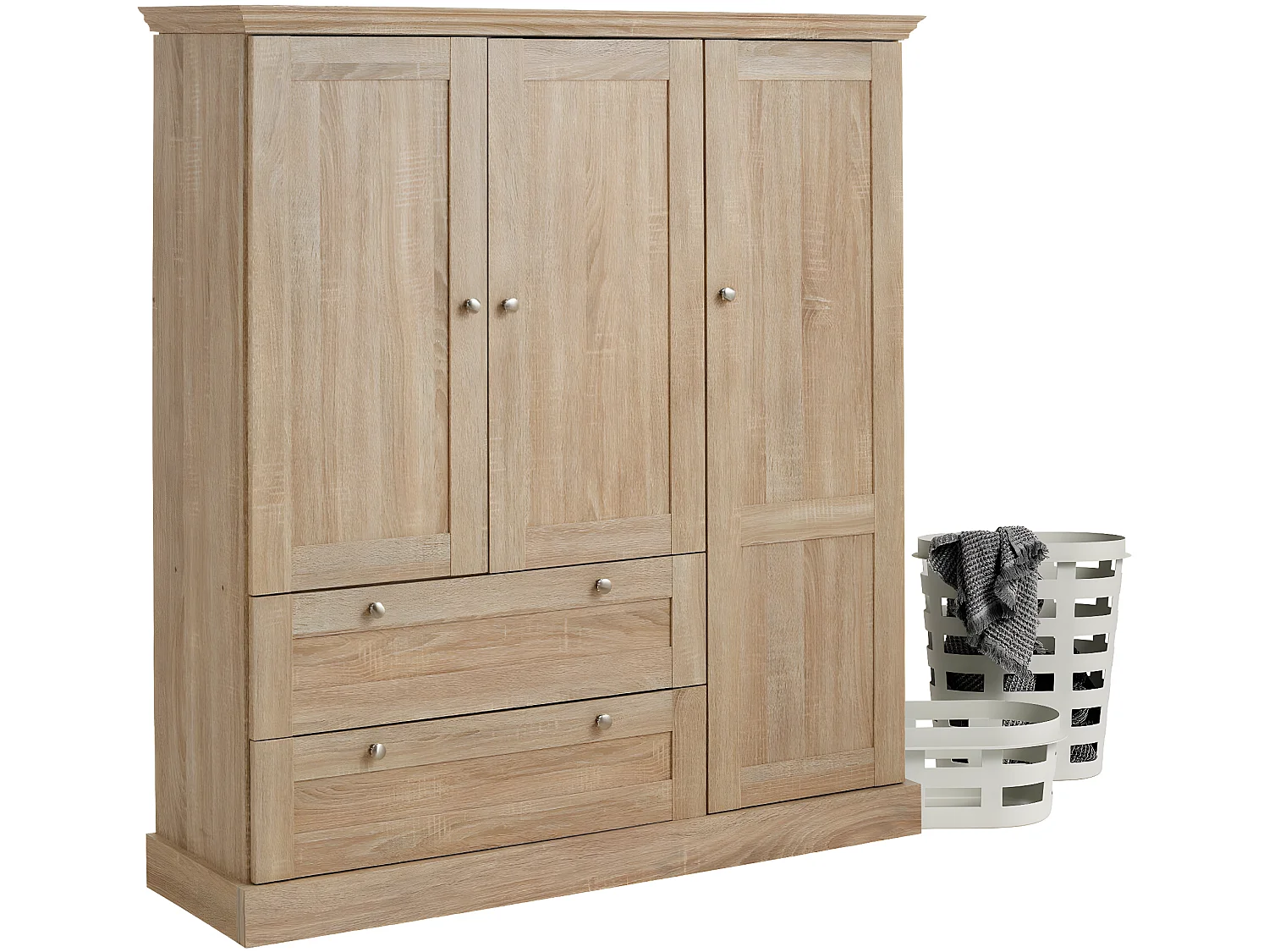 Binz|Armoire 2+1 portes 2 tiroirs Chêne