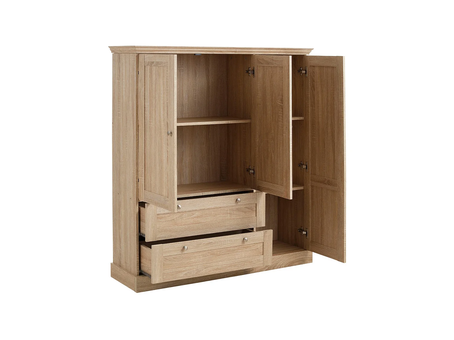 Binz|Armoire 2+1 portes 2 tiroirs Chêne