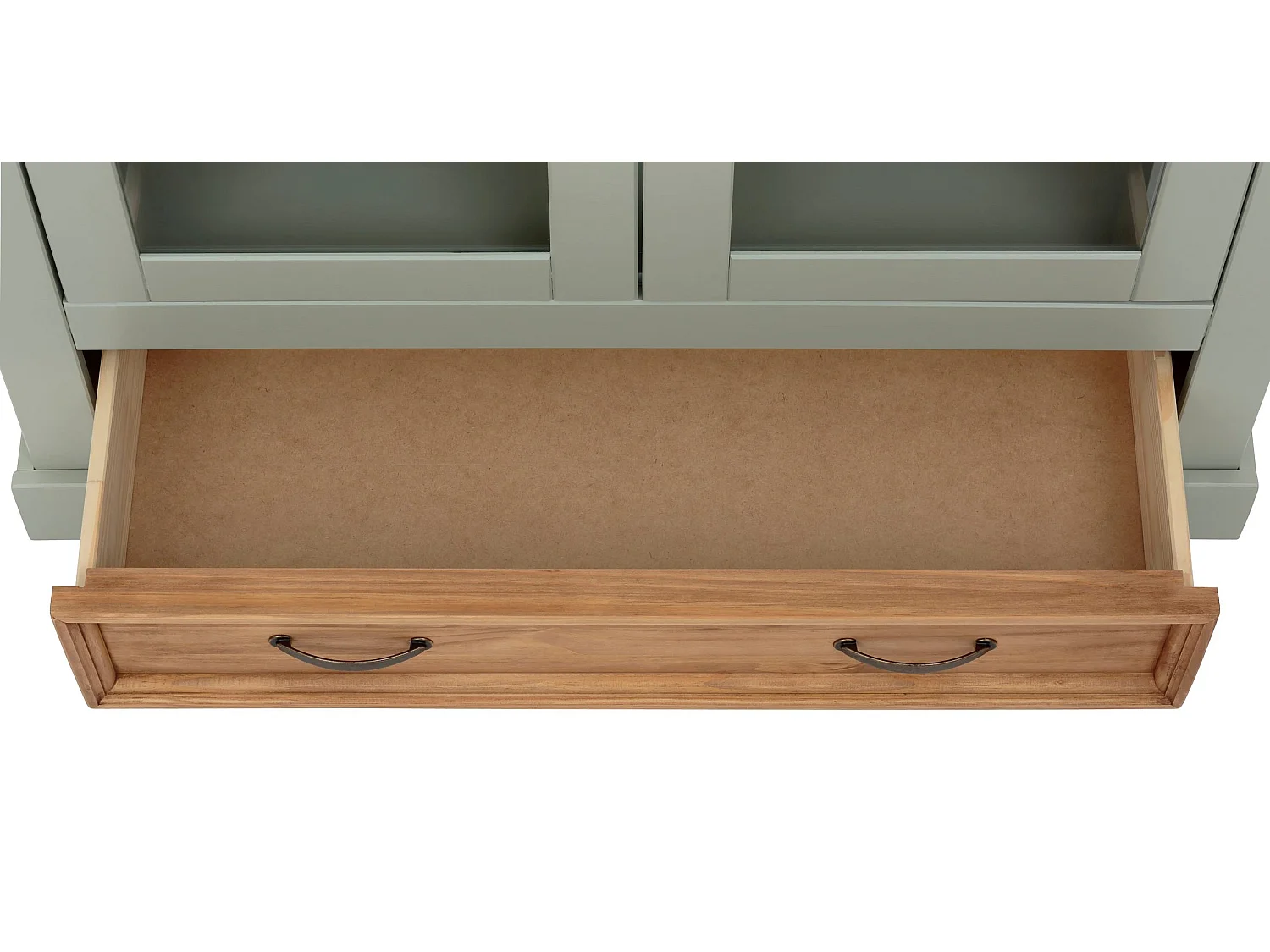 Selma|Vitrine avec 2 portes et 1 tiroir en pin vert