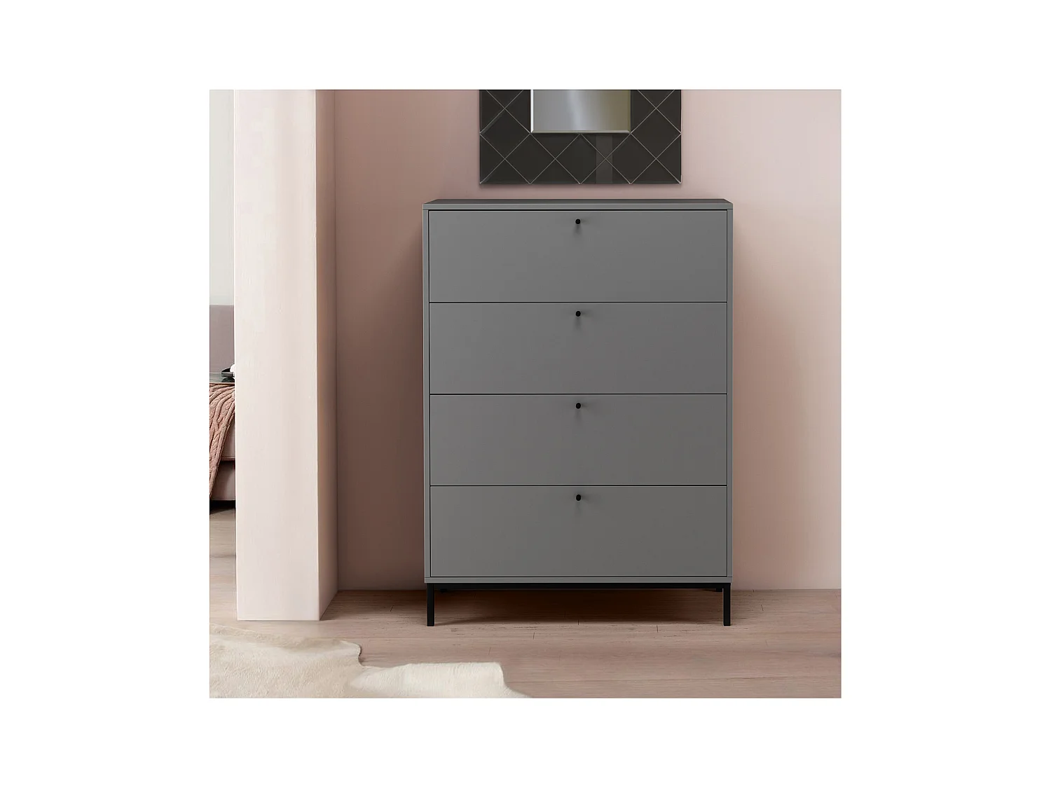Commode avec 4 tiroirs Gris