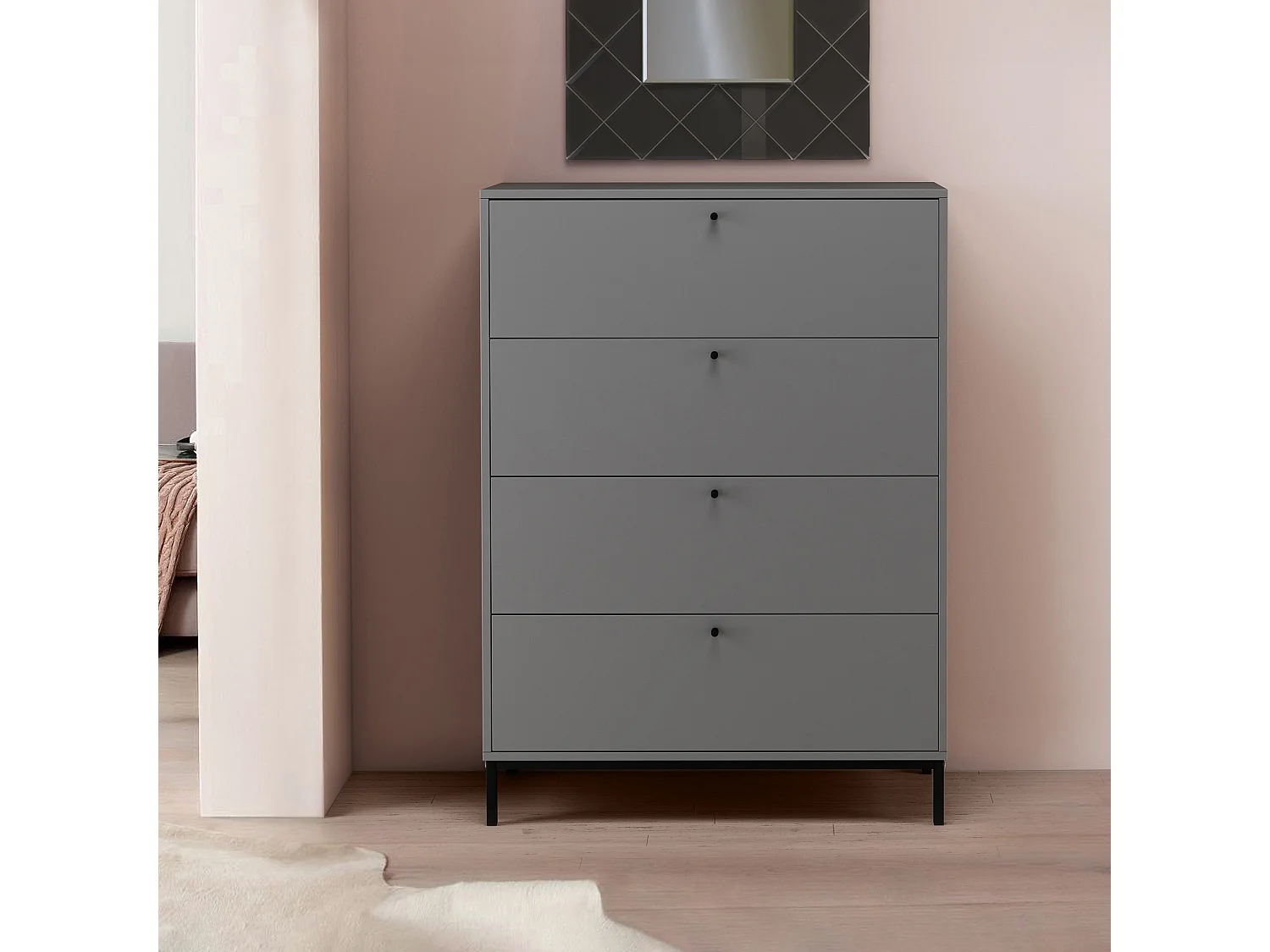 Commode avec 4 tiroirs Gris