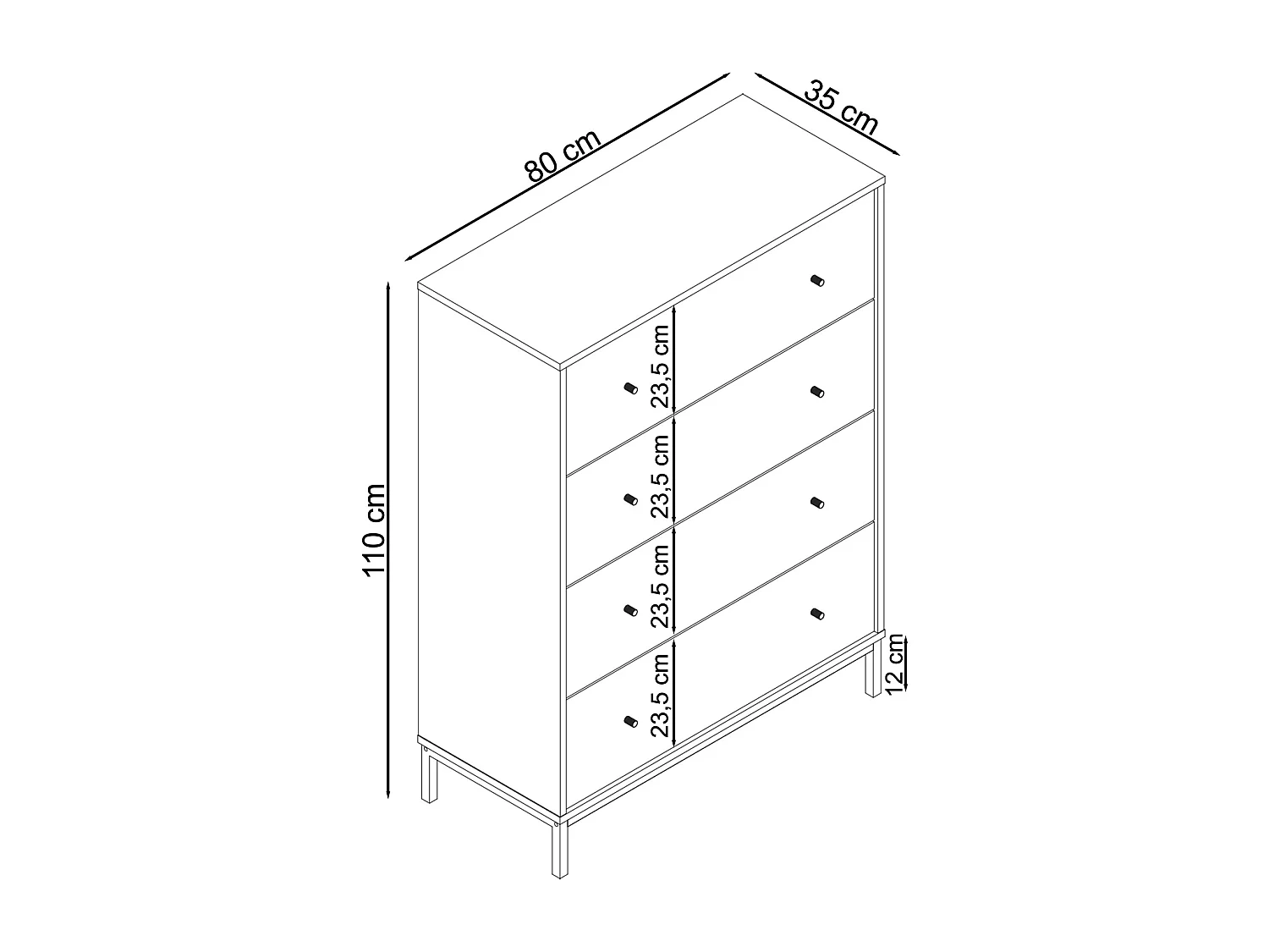 Commode avec 4 tiroirs Gris