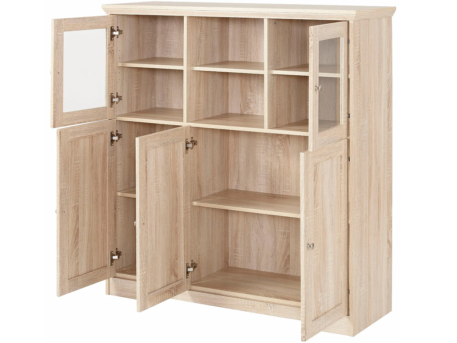 Nanna|Buffet haut avec 5 portes effet chêne