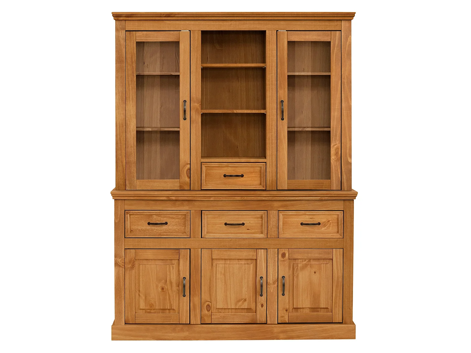 Selma|Buffet 3 portes 3 tiroirs 2 portes vitrées 1 tiroir