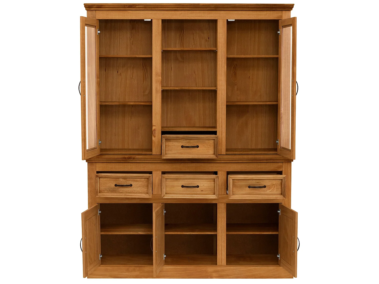 Selma|Buffet 3 portes 3 tiroirs 2 portes vitrées 1 tiroir