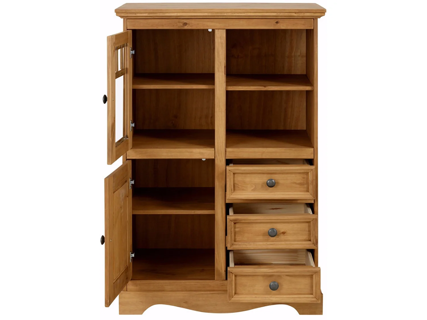 Melissa|Buffet avec 2 portes et 3 tiroirs en pin naturel