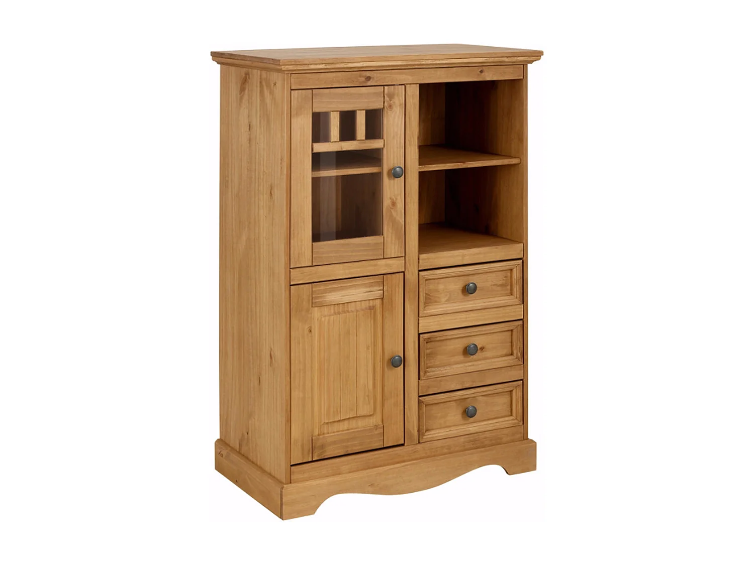 Melissa|Buffet avec 2 portes et 3 tiroirs en pin naturel