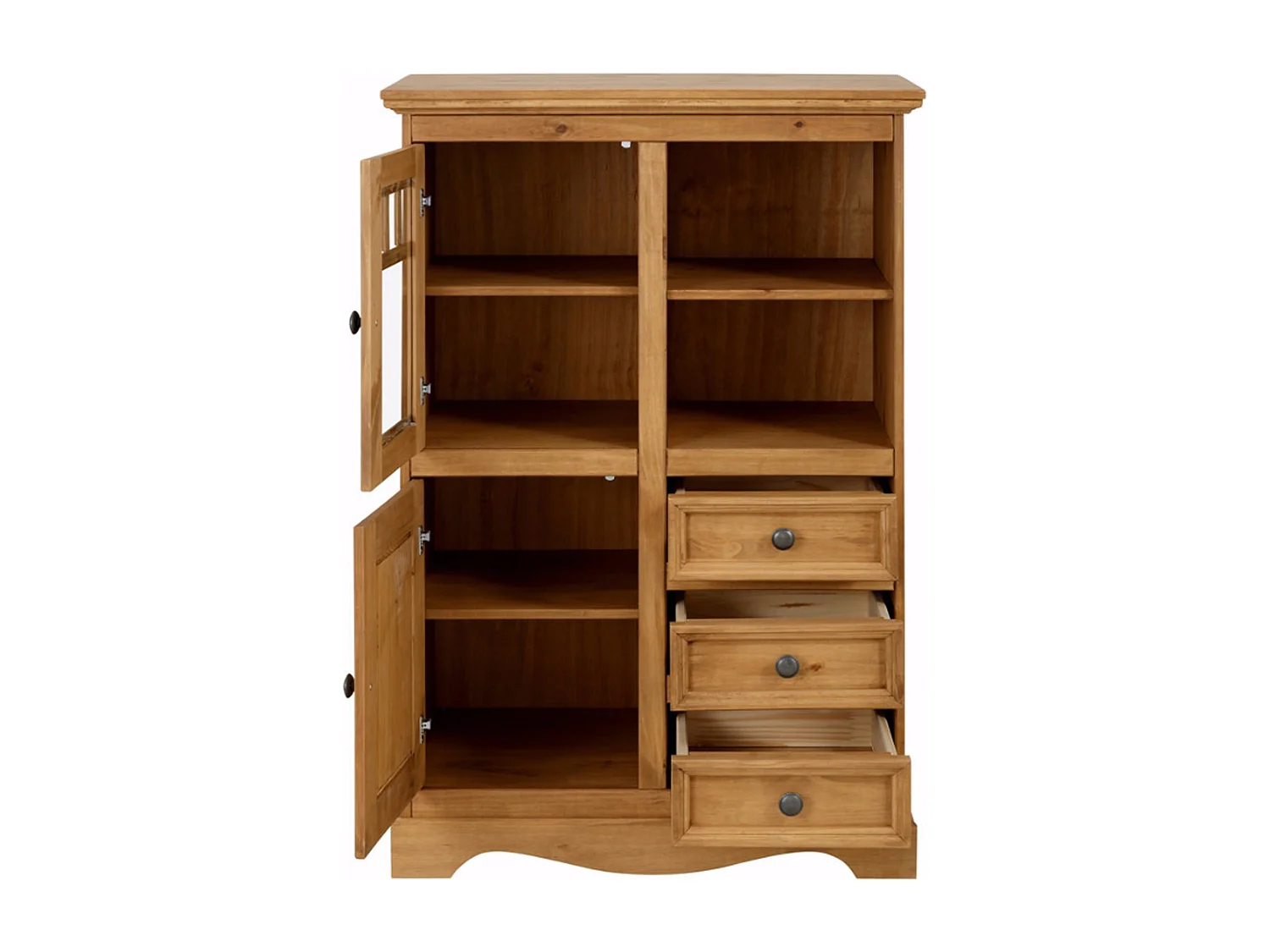 Melissa|Buffet avec 2 portes et 3 tiroirs en pin naturel