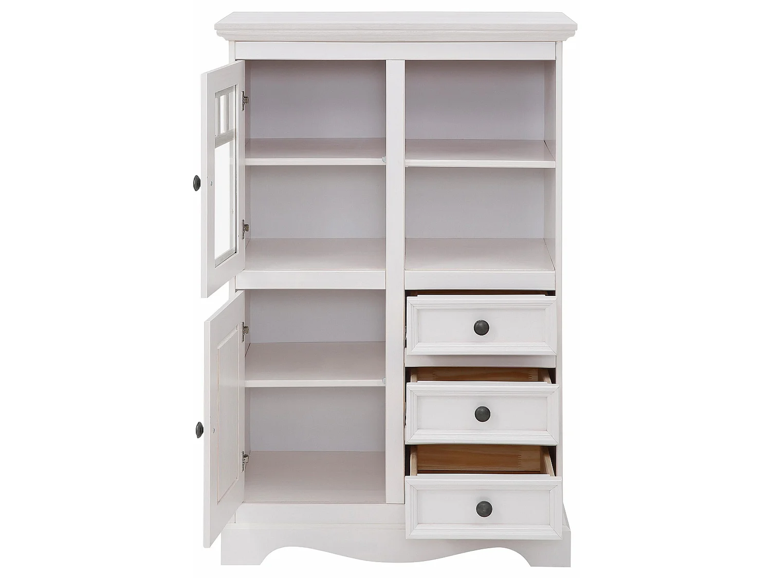 Melissa|Buffet avec 4 portes et 2 tiroirs en pin blanc