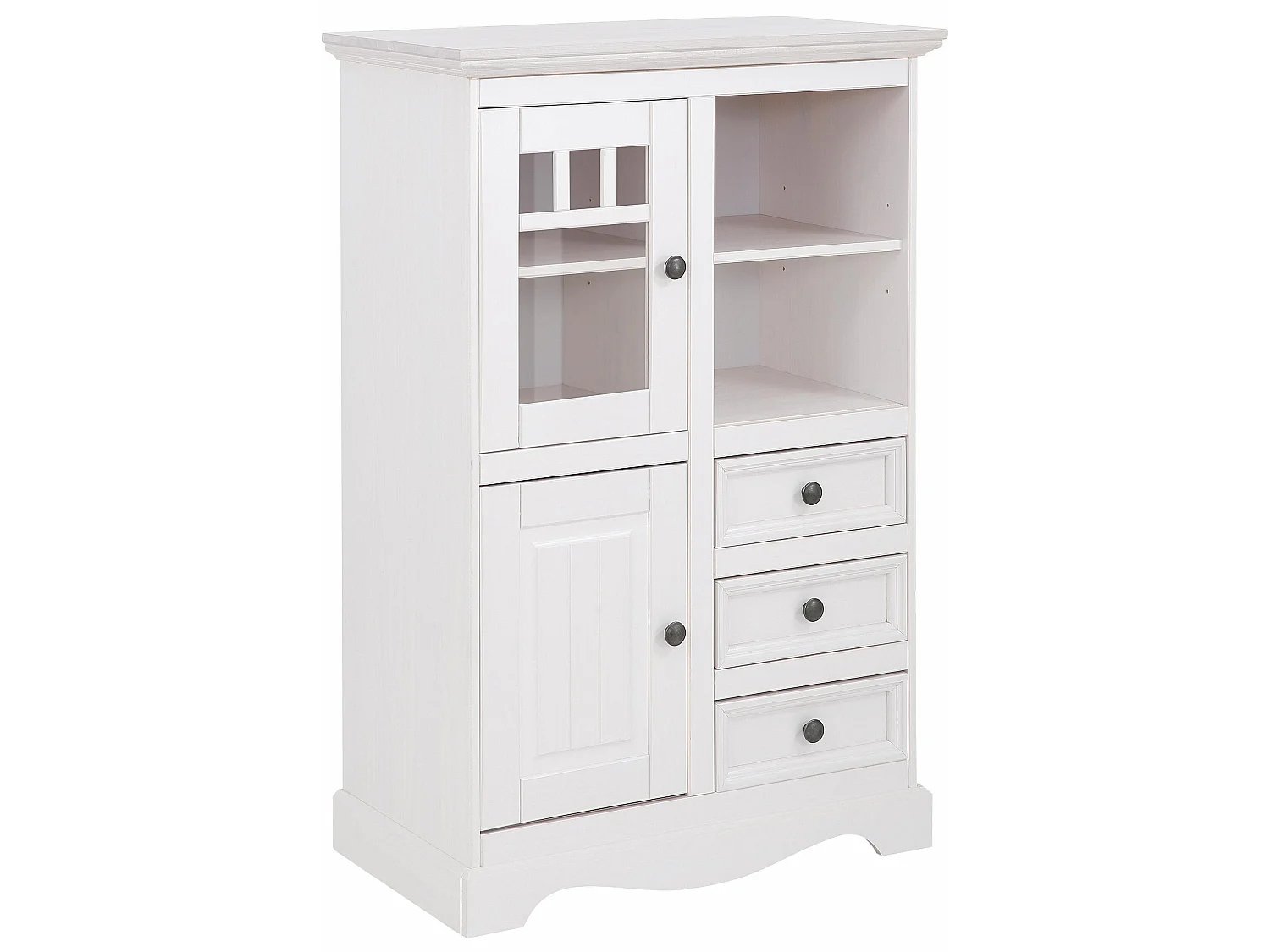 Melissa|Buffet avec 4 portes et 2 tiroirs en pin blanc