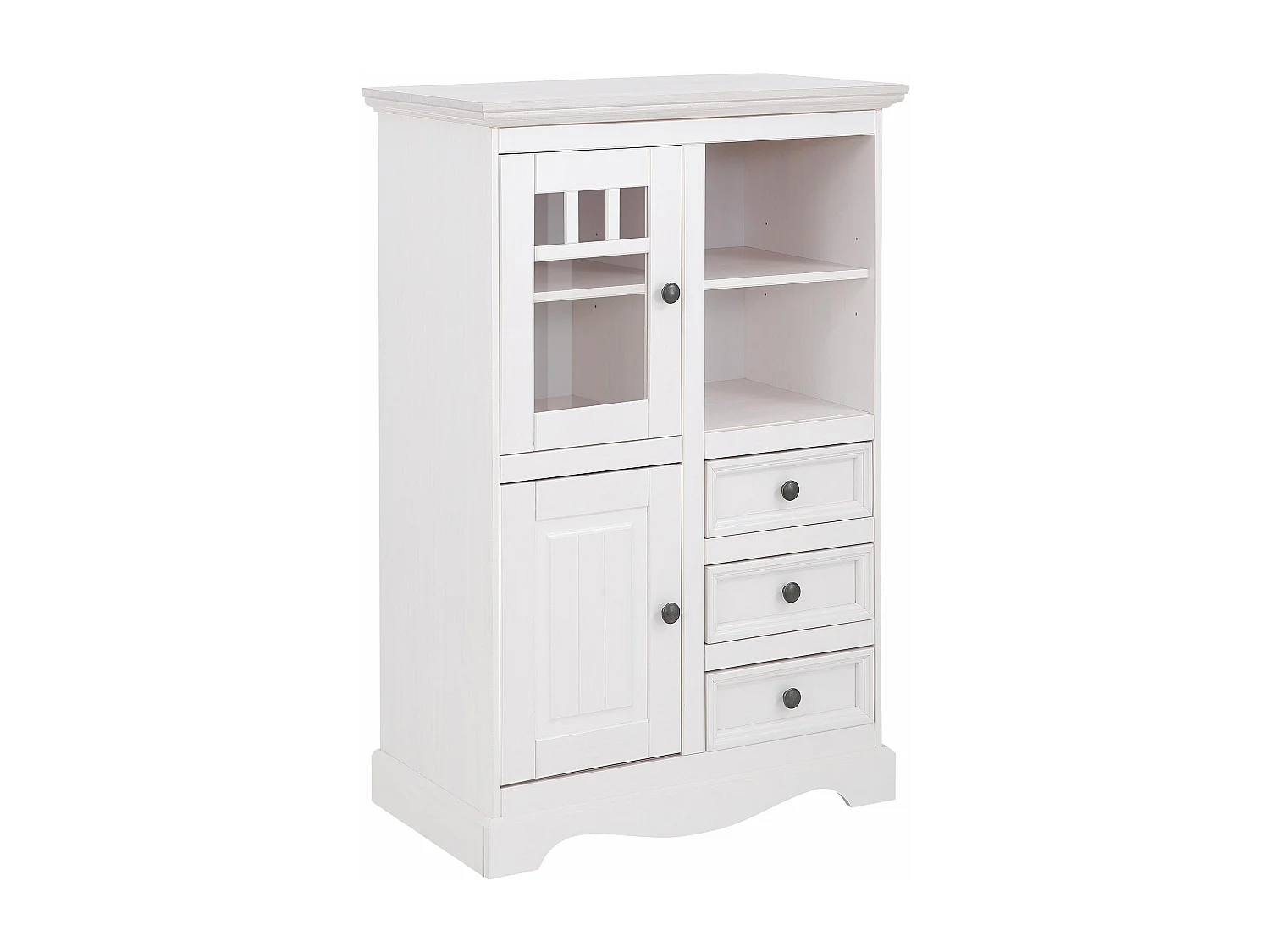 Melissa|Buffet avec 4 portes et 2 tiroirs en pin blanc