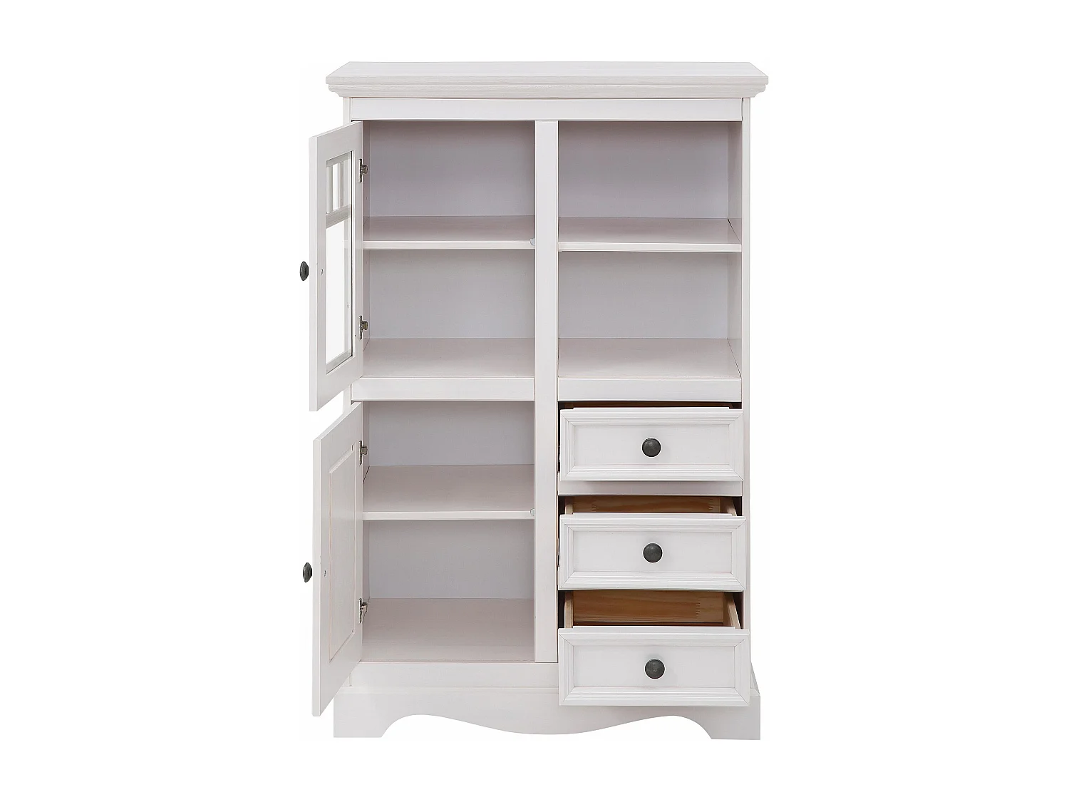 Melissa|Buffet avec 4 portes et 2 tiroirs en pin blanc
