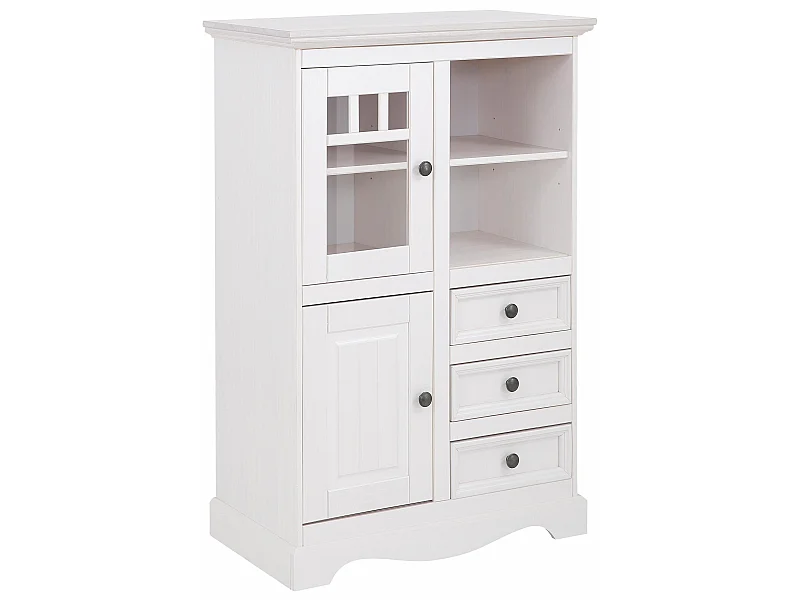 Melissa|Buffet avec 4 portes et 2 tiroirs en pin blanc