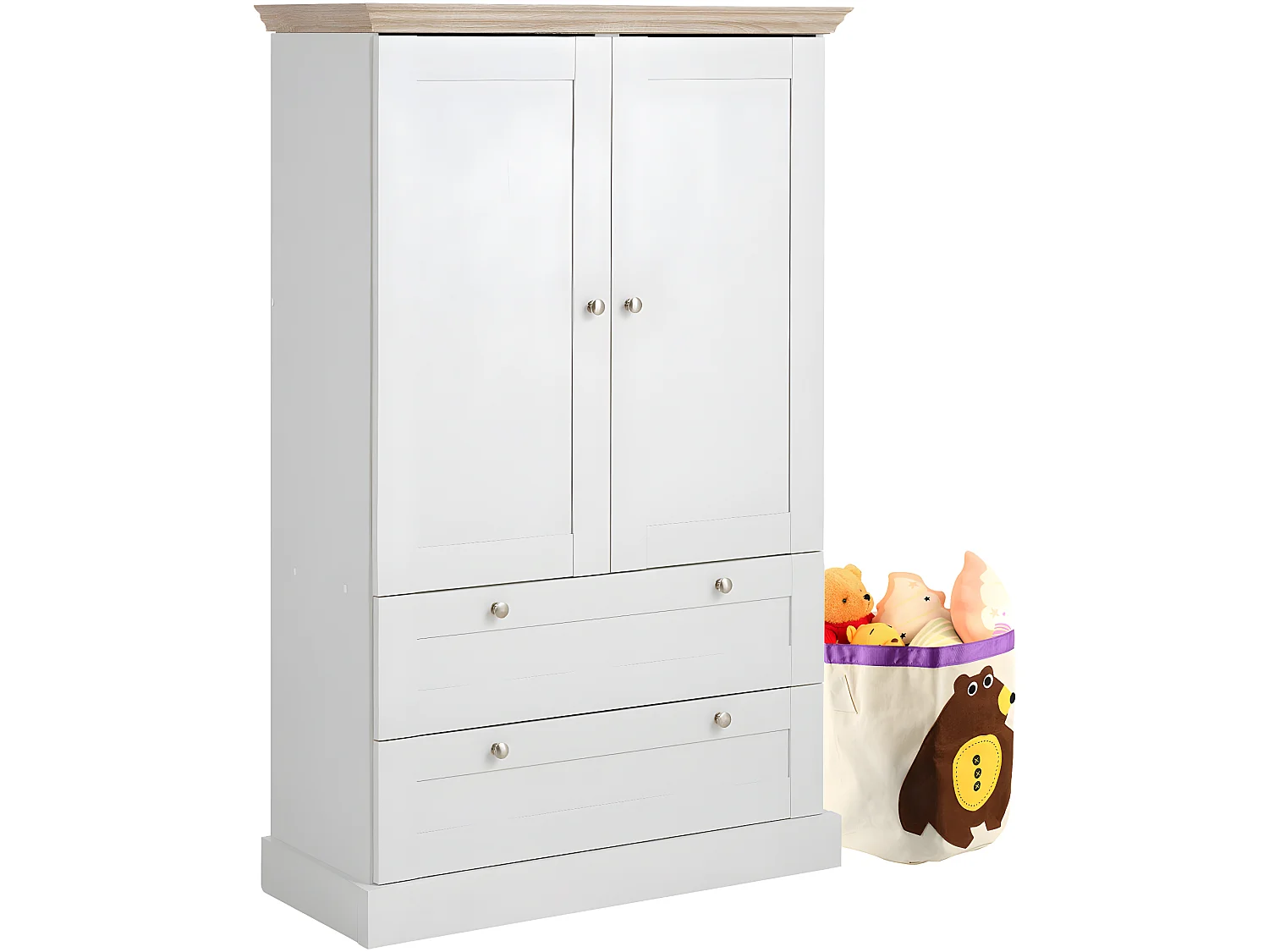 Binz|Armoire 2 portes 2 portes Chêne blanc 3 portes