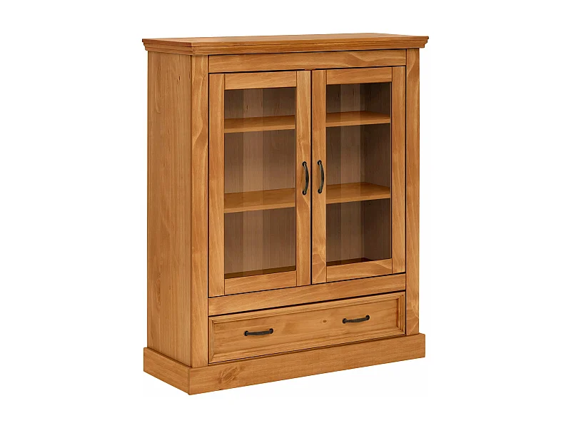 Armário Selma 1 porta de vidro 1 porta 2 gavetas