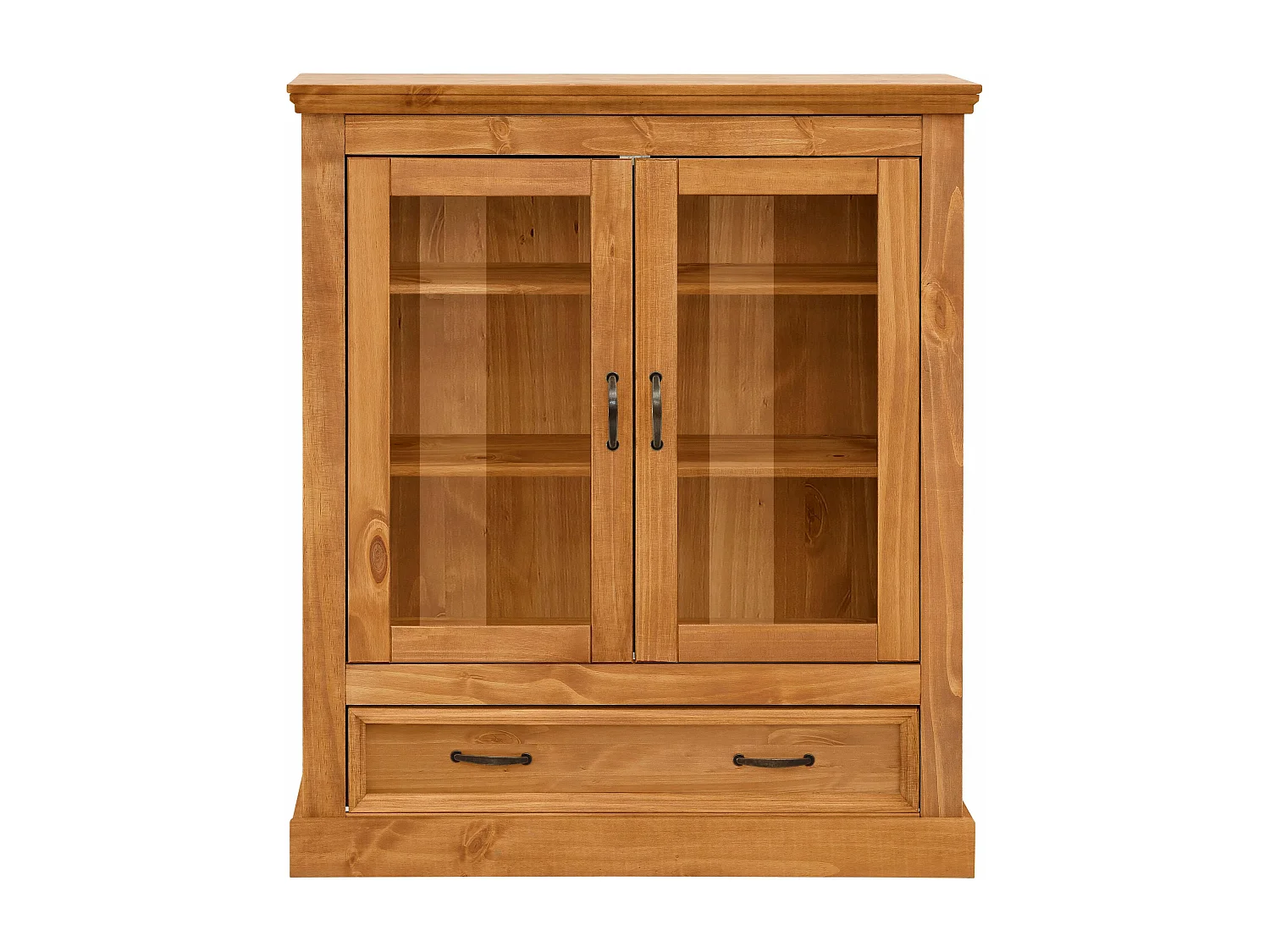 Selma|Vitrine avec 2 portes et 1 tiroir en pin