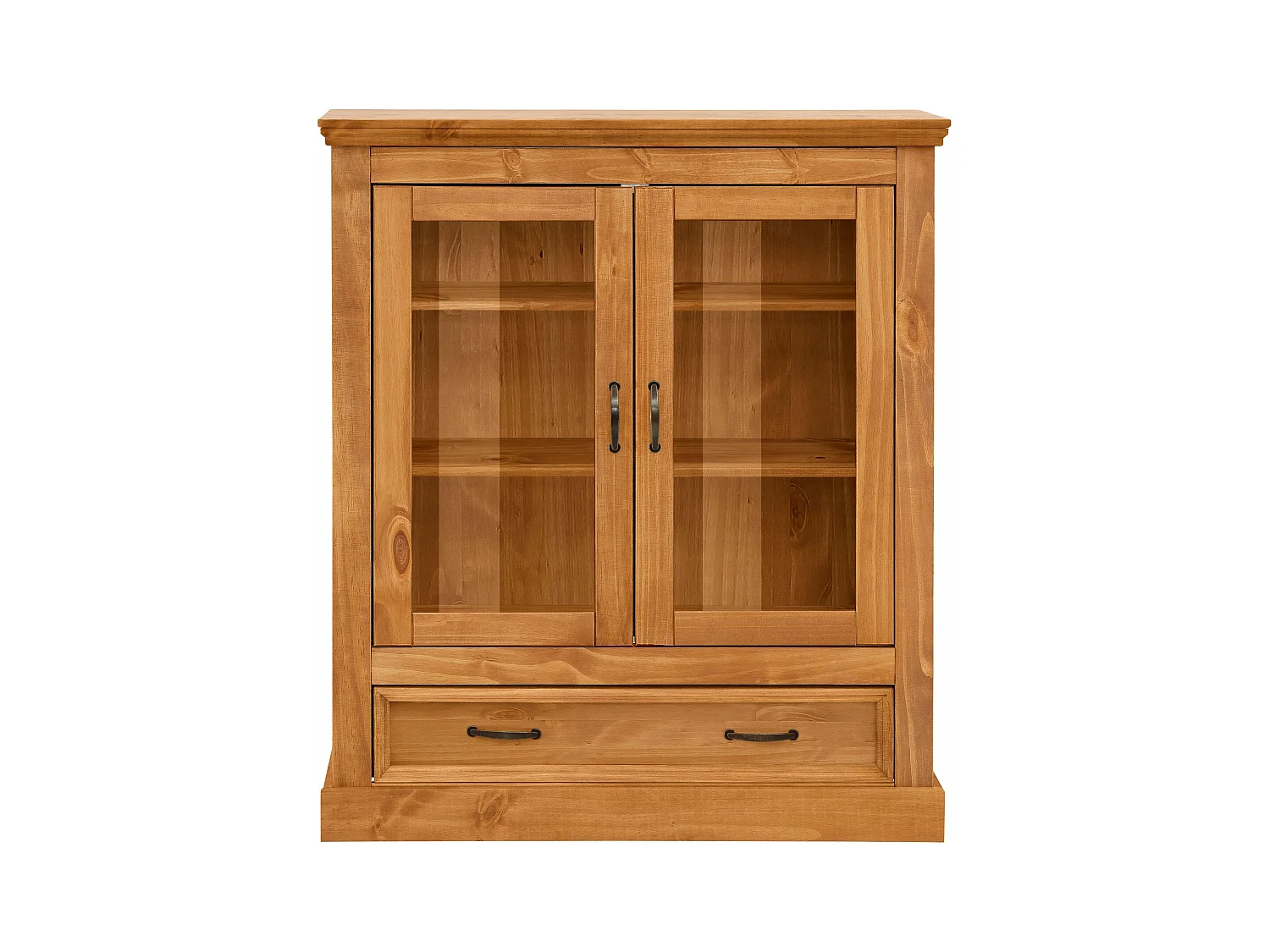Selma|Vitrine avec 2 portes et 1 tiroir en pin