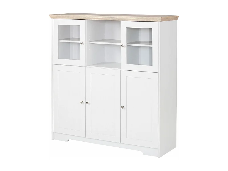 Nanna|Buffet haut avec 5 portes effet chêne blanc