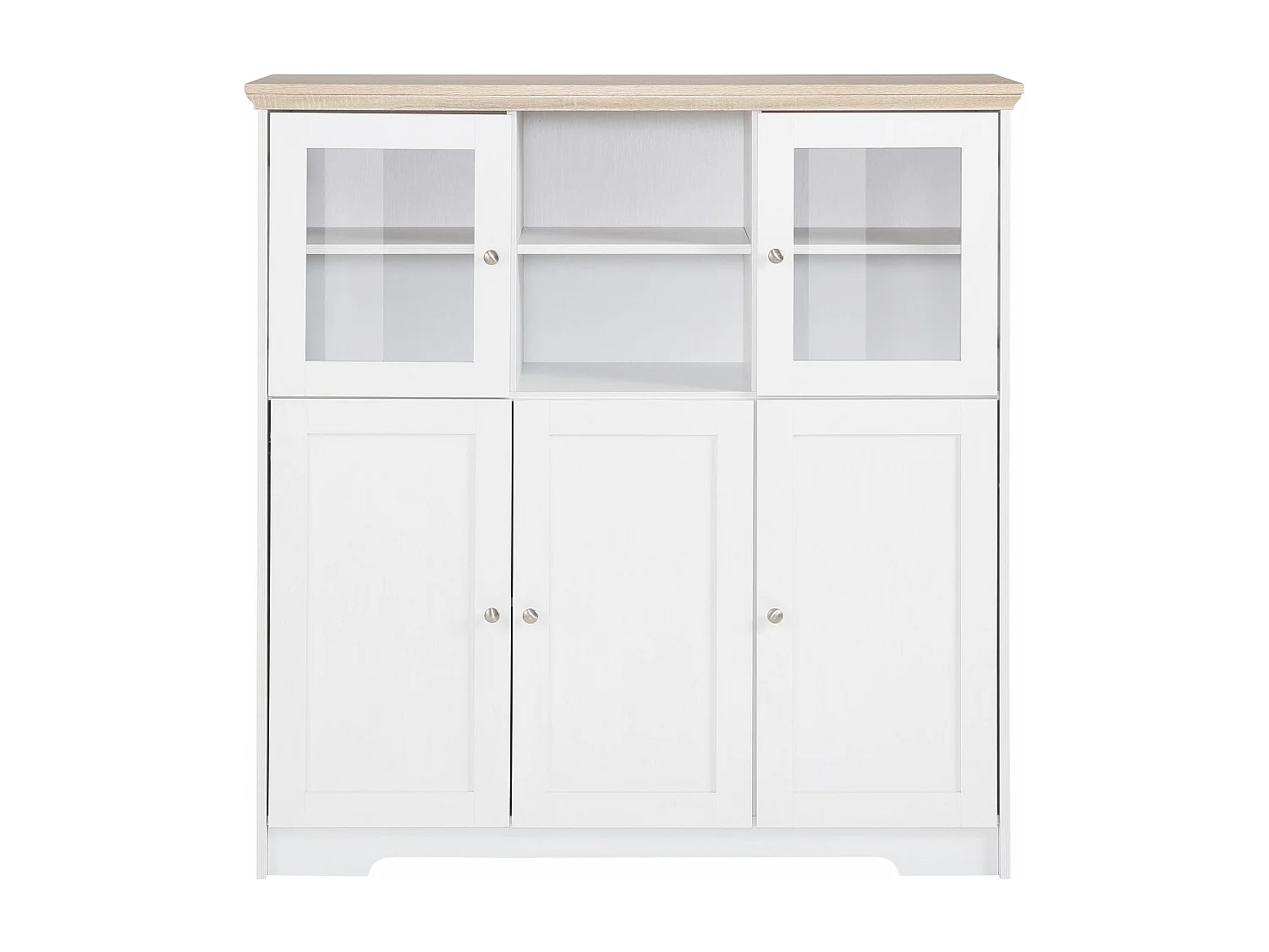 Nanna|Buffet haut avec 5 portes effet chêne blanc