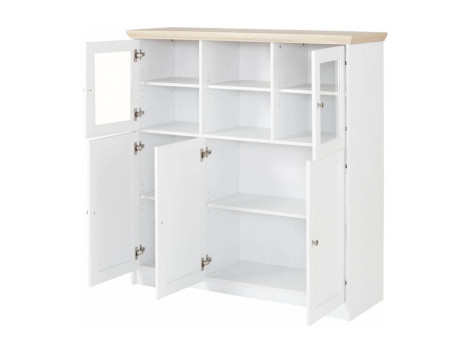 Nanna|Buffet haut avec 5 portes effet chêne blanc