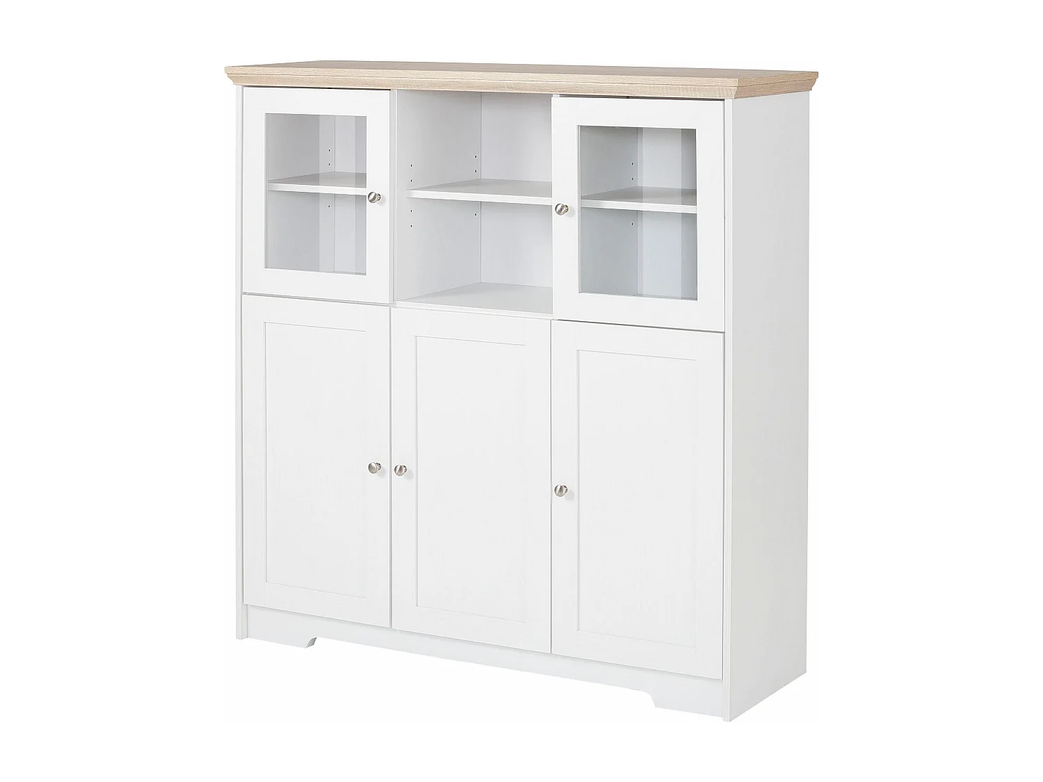 Nanna|Buffet haut avec 5 portes effet chêne blanc