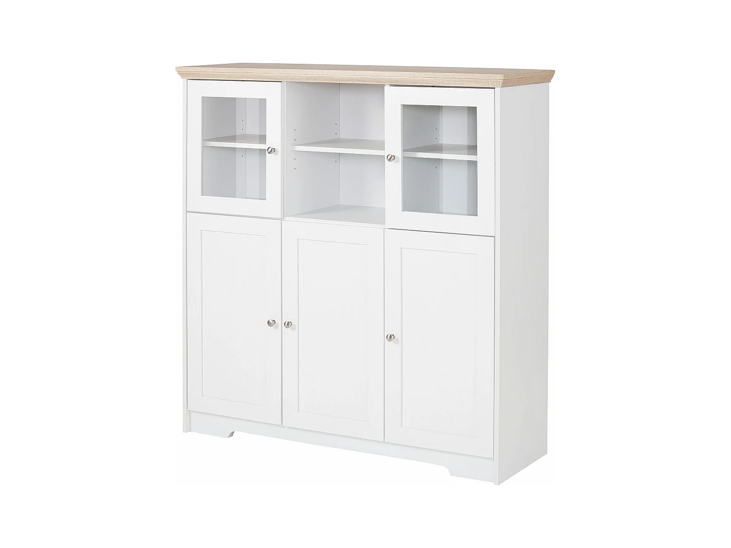 Nanna|Buffet haut avec 5 portes effet chêne blanc