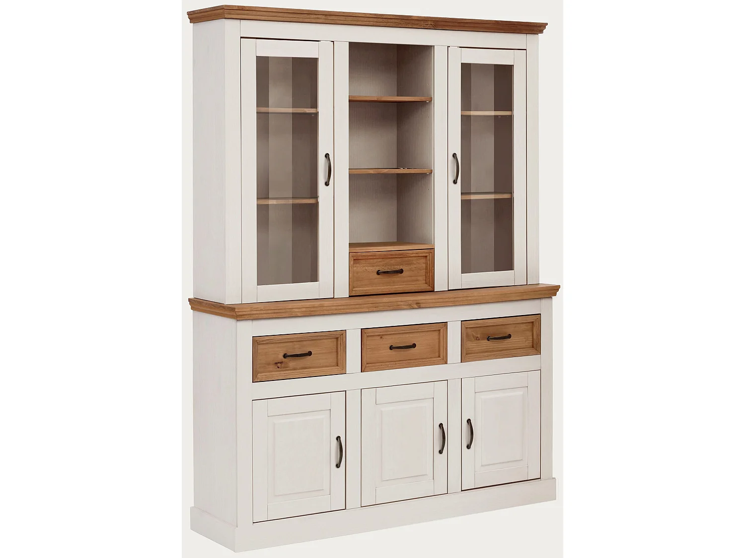 Selma buffetkast 3 deuren 3 lades 2 glazen deur 1 lade