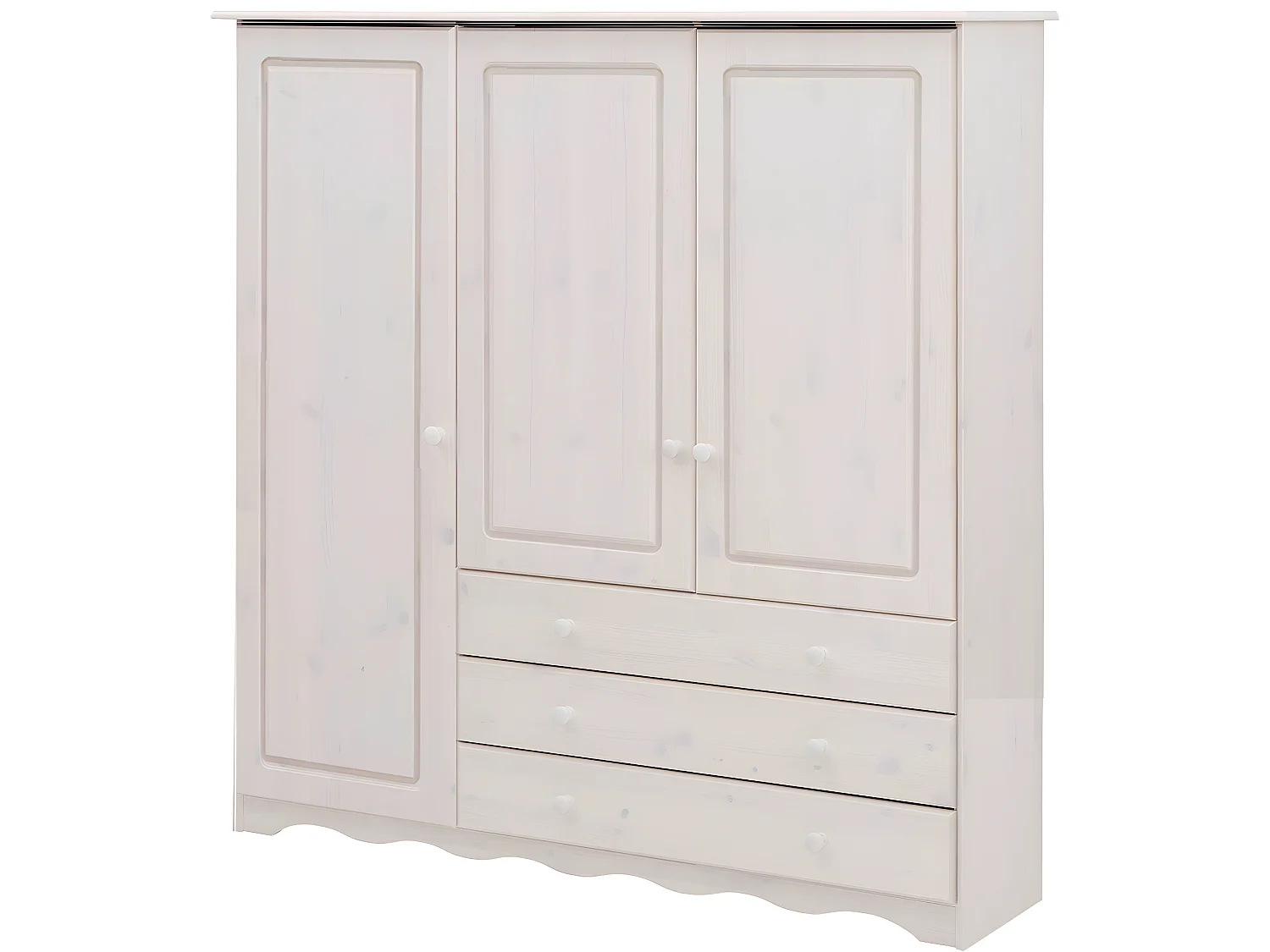 Minik|Armoire avec 3 portes et 3 tiroirs en pin blanc