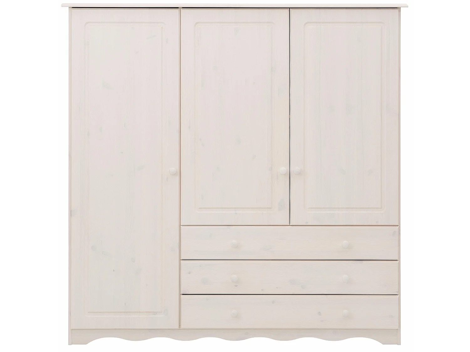Minik|Armoire avec 3 portes et 3 tiroirs en pin blanc