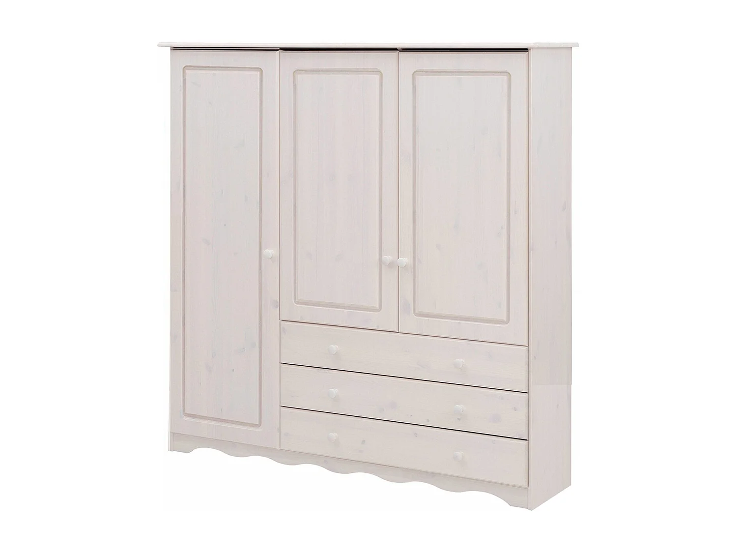 Minik|Armoire avec 3 portes et 3 tiroirs en pin blanc