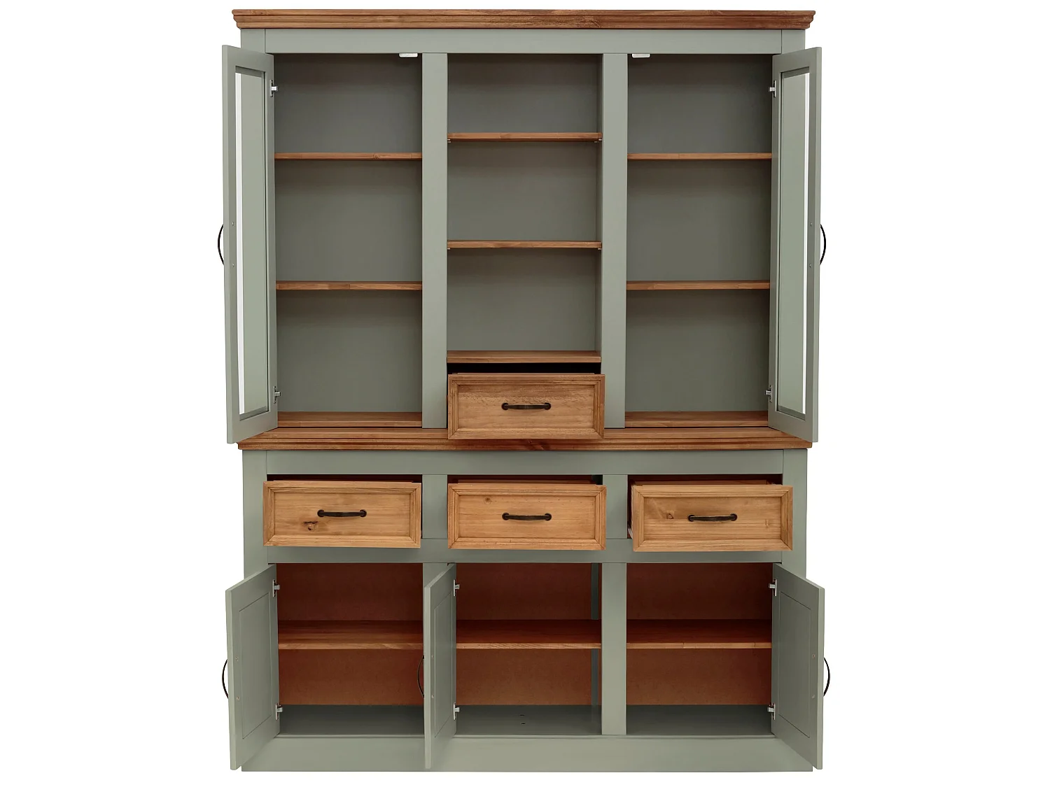 Selma|Buffet 3 portes 3 tiroirs 2 portes vitrées 1 tiroir