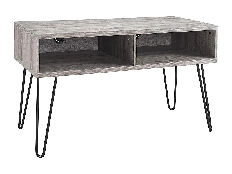 Owen | Mueble de TV con 2 compartimentos en efecto de roble gris