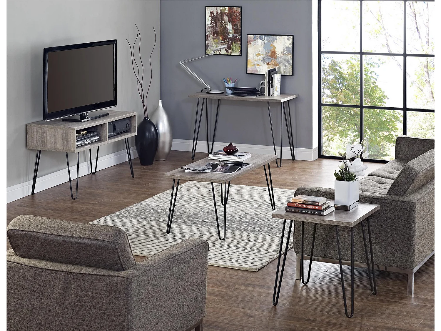 Owen | Suporte para televisão Retro em carvalho cinzento desgastado