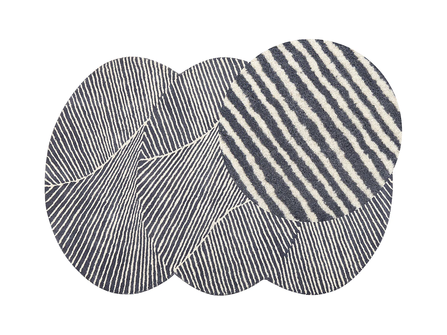 Dywan owalny wełniany 140 x 200 cm biało-grafitowy ZABOL